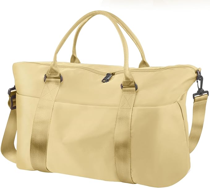 Travel Duffle Bag, Weekender Travel Bag Men Small Gym Bag for Women, Hospital Bag for Labor and Delivery, Overnight Bag Luggage Bag with Trolley Sleeve, Airplane Travel Essentials for Flying(Yellow)