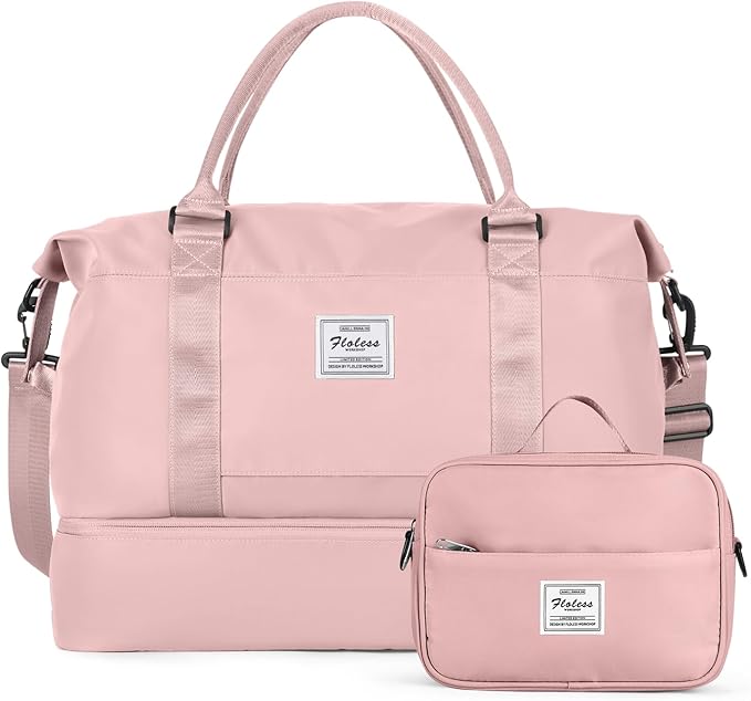 Travel Duffel Bag with Shoes Compartment, Overnight Weekender Bags for Women, Carry on Personal Item Travel Set