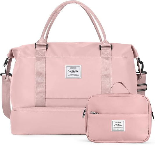 Travel Duffel Bag with Shoes Compartment, Overnight Weekender Bags for Women, Carry on Personal Item Travel Set