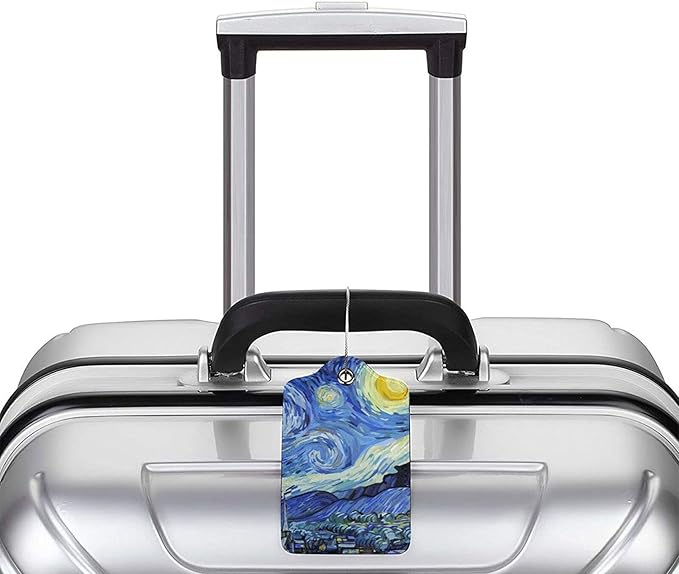 Starry Sky 2 Pcs Luggage Tags Starry Night Privacy Cover Id Label with Stainless Steel Loop and Address Card for Suitcases & Travel Bags