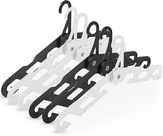 NICEDACK Premium Travel Hangers, Portable Folding Clothes Hangers, Super Bearing Collapsible Hanger Foldable Clothes Drying Rack for Travel, Indoor and Outdoor Use(3 White + 3 Black)