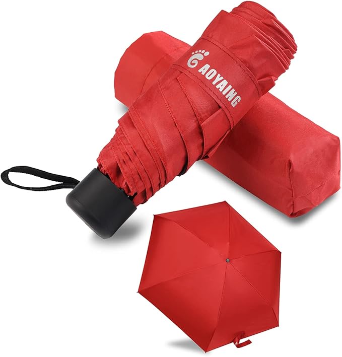 GAOYAING Compact Travel Umbrella with Case Sun&Rain Lightweight Small and Compact Suit for Pocket