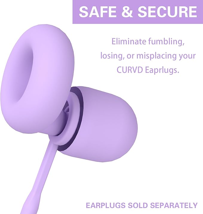 Earplug Lanyard [2 pcs] with Magnetic Tug-Resistant Safety Cord, Flexible Silicone Lanyard with Most Earplugs with Removable Tips Compatible(Light Purple)