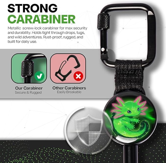 ClutchLoop Anti-Theft Phone Tether - Universal Adhesive Anchor, Retractable Steel Line and Locking Carabiner