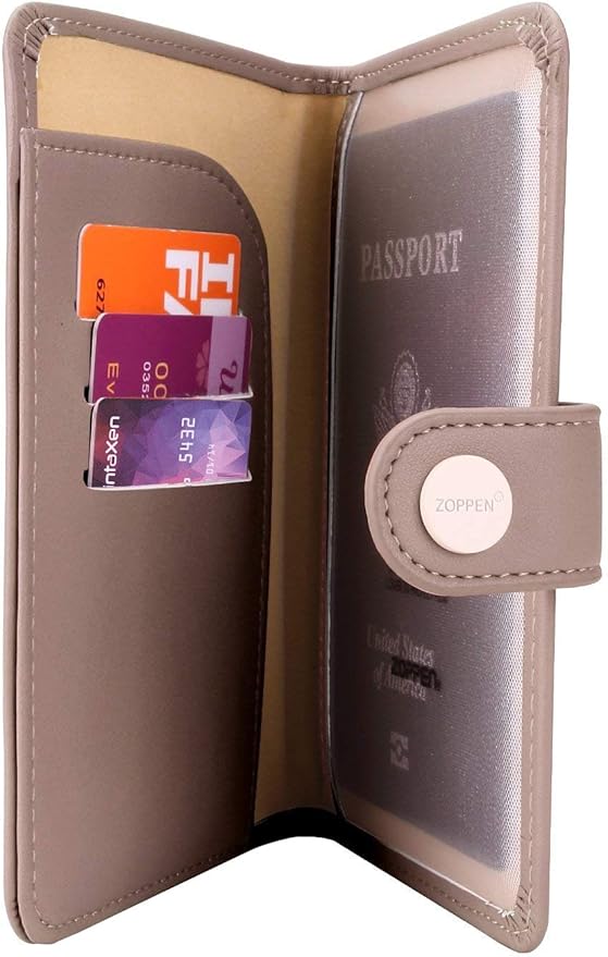 ZOPPEN Passport Holder Women, Passport Cover Travel Wallet Rfid Blocking Passport Wallet Cover Case Travel Essentials Document Organizer, Dusty Pink