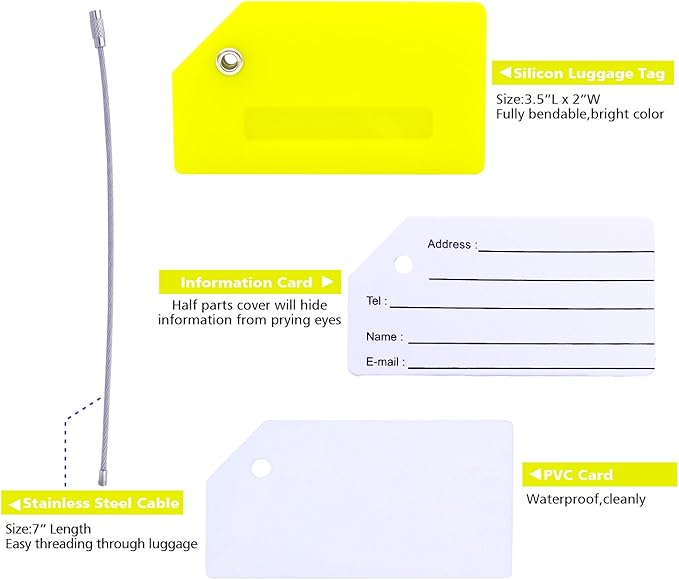 Silicone Luggage Tag with Name ID Card Perfect to Quickly Spot Luggage Suitcase