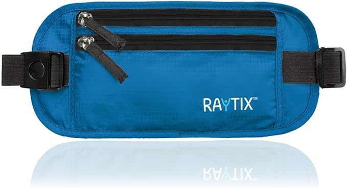 Money Belt For Travel – RFID Blocking Waist Pouch Passport Holder Wallet Belt – Waterproof Hidden Travel Fanny Pack For Men & Women – Secure, Lightweight, Adjustable Strap – Blue