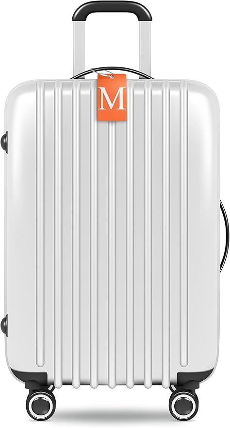 Shacke Luggage Tag Initial – Fully Bendable Tag w/Stainless Steel Loop (Orange) (Letter M)