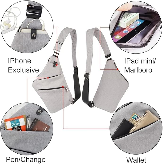 OSOCE Anti Theft Sling Bag for Men Women RFID Crossbody Bag Lightweight Travel Shoulder Chest Pack Fits iPad Daypack