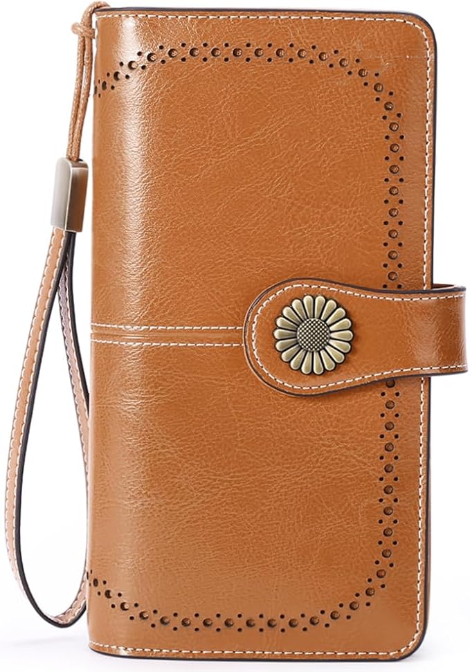 SENDEFN Wallets for Women Leather Credit Card Holder with RFID Blocking Large Capacity Wristlet | with RFID Blocking, Large Capacity, Wristlet, with RFID Blocking, Large Capacity, Wristlet