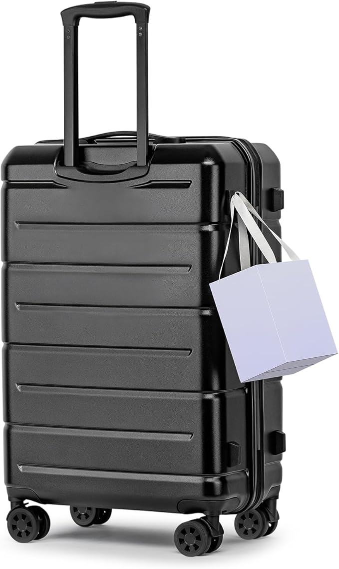 KYME Luggage Sets 2 Piece Suitcase Set Hardshell 20 inch/24 inch Luggage with Spinner Wheels Hardside PC+ABS Checked Large Suitcase with TSA Lock for Men Women Black