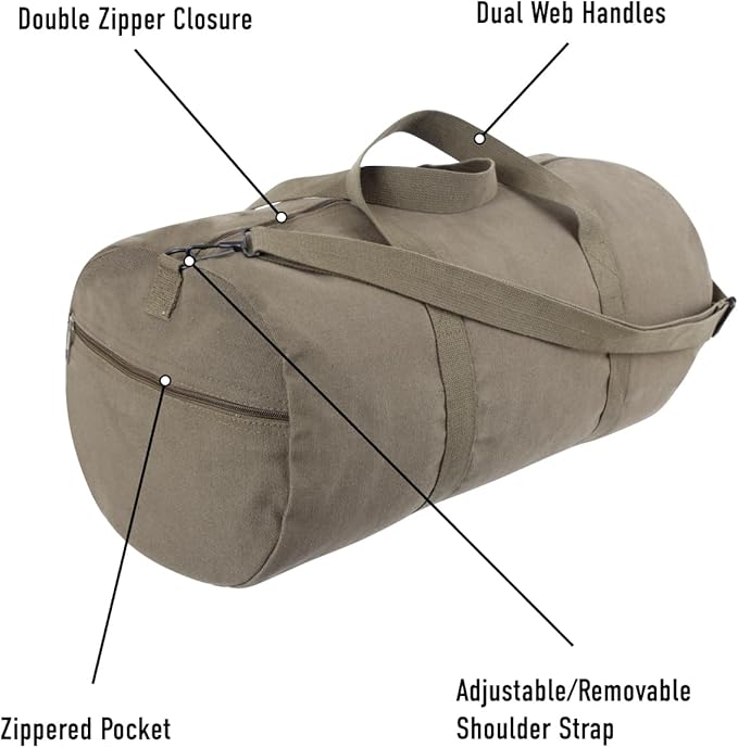 Rothco Heavy-Duty Canvas Shoulder Duffle Bag - Rugged Travel Gym Gear Equipment Bag