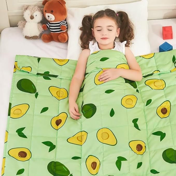 yescool Weighted Blanket 3 Pounds Cooling Weighted Lap Blanket, Green Avocados Heavy Blanket for Sleeping, Breathable Weighted Throw Blanket Gifts for 20-40lbs,36"x48"
