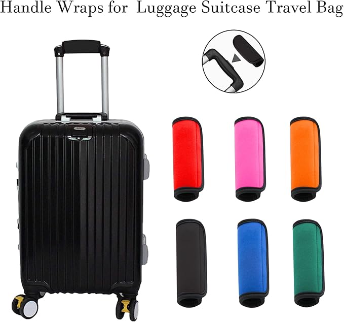 2 Pack Luggage Handle Wraps for Luggage Suitcase Travel Bags (Black)