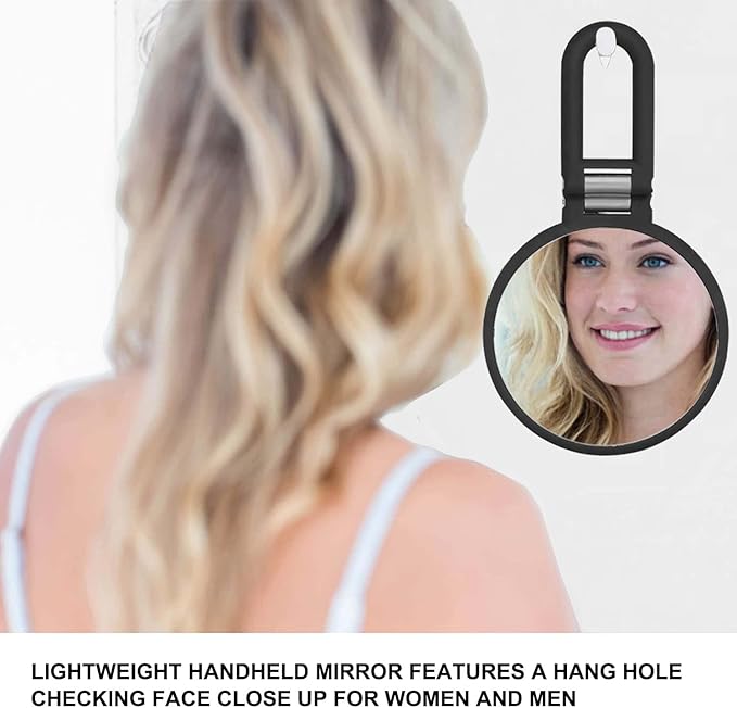 CLSEVXY Magnifying Handheld Mirror Double Sided, 1X 15X Magnification Hand Mirrors, Travel Folding Hand Held Mirror, 360°Rotation Pedestal Makeup Vanity Mirror
