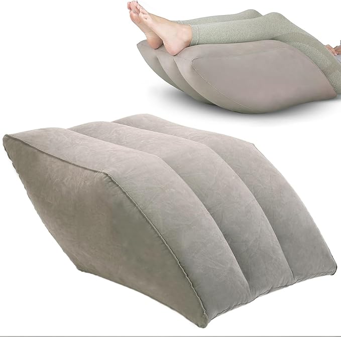 lefeke Inflatable Wedge Pillow for Sleeping,Inflatable Leg Elevation Pillow for Swelling, Circulation, Leg & Back Pain Relief, Portable Leg Pillow with Storage Bag,Breathable Suede Material