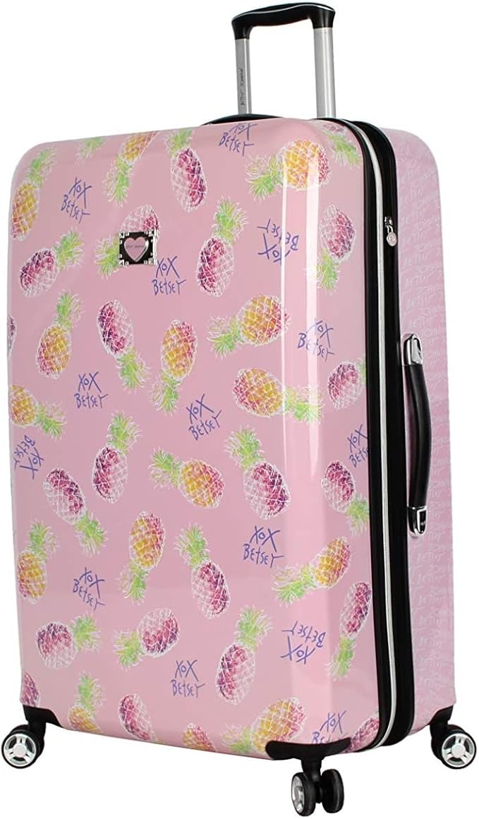 Betsey Johnson Designer 20 Inch Carry On - Expandable (ABS + PC) Hardside Luggage - Lightweight Durable Suitcase With 8-Rolling Spinner Wheels for Women (20in, Colada)
