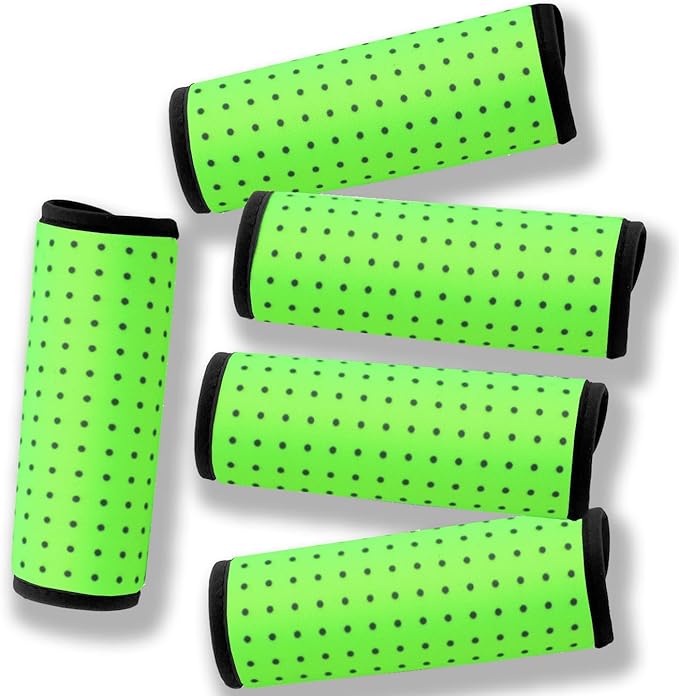 Luggage Handle Wrap for Suitcase-Printed Bright Neoprene Luggage Tags/Grips/Identifiers/Markers/Covers/Gripper for Suitcases Carry On Bags 5 Packs (Neon Green-5 Packs)