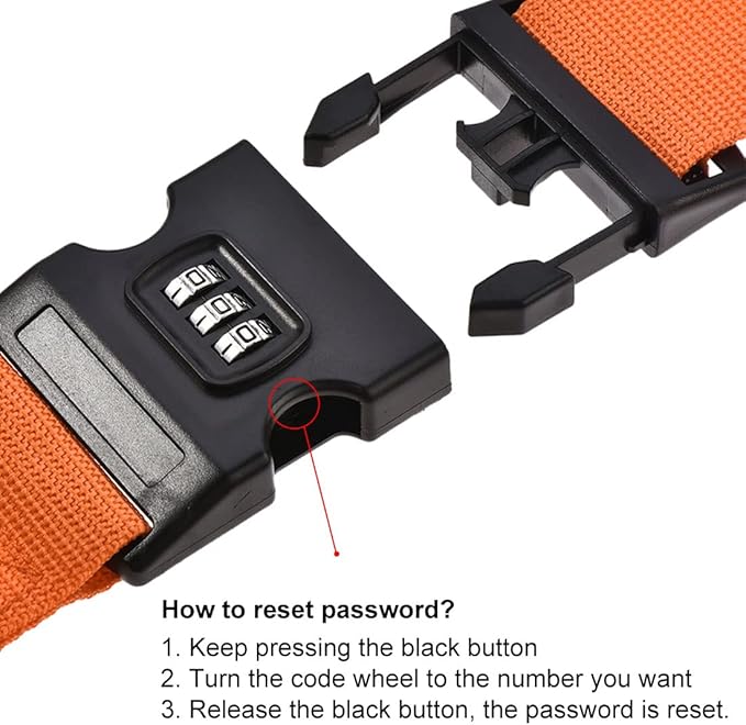 uxcell Luggage Straps Suitcase Belts with Buckle, Combination Lock, 2Mx5cm Adjustable PP Travel Packing Accessories, Orange 2Pcs
