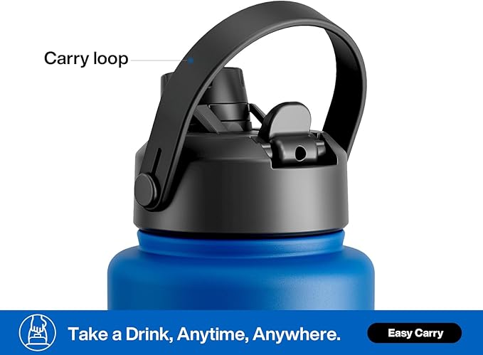 POWCAN 40 oz Insulated Water Bottle with 2-in-1 Straw and Spout Lid, Keep Cold 24H, Leak-Proof, BPA-Free, Double Wall Stainless Steel Water Bottle for Sports, Gym, Travel, and School (Pacific Ocean)