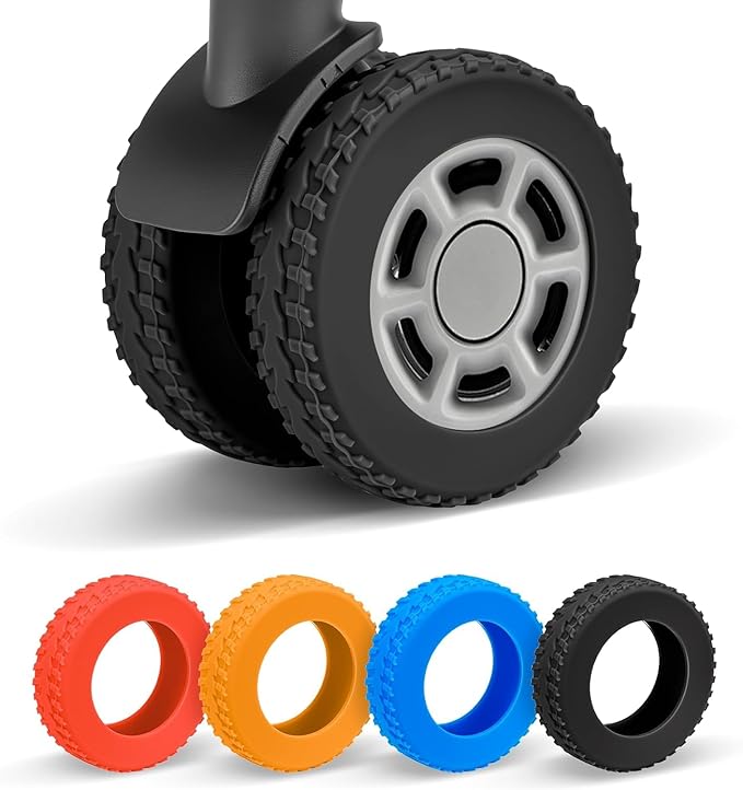 2026 Upgraded 16 Pcs Luggage Wheel Covers, Silicone Protective Covers for 2-2.4" Suitcases Spinner Wheel, Wear-Resistant, Anti-Noise, Thickened Protector, Travel Accessories (Black)