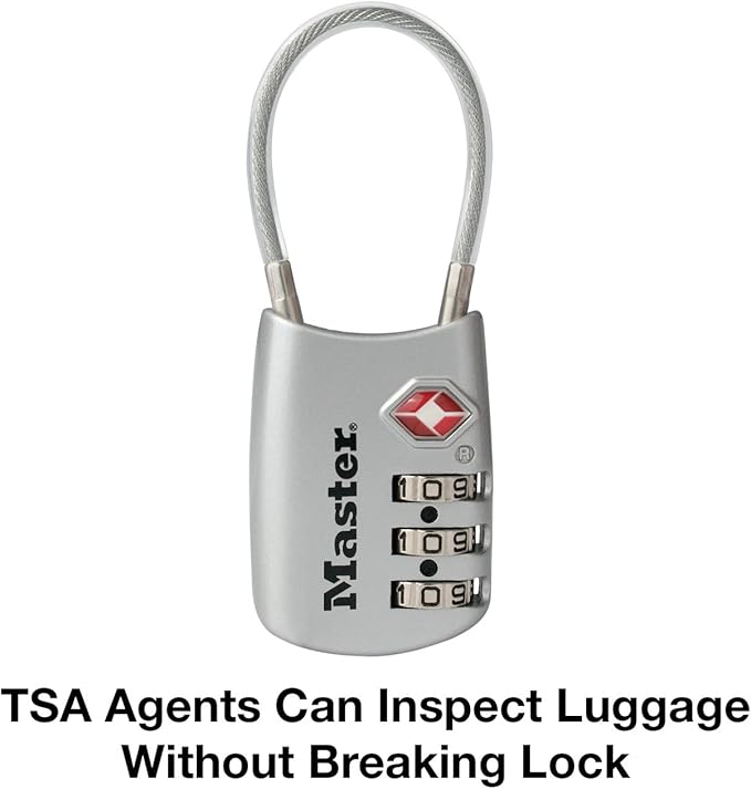 Master Lock 4688D Set Your Own Combination TSA Approved Luggage Lock, 1 Pack, Silver