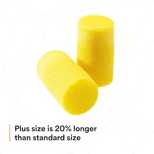3M Ear Plugs, E-A-R Classic Plus 310-1101, 200 Pair of Disposable Earplugs, Pairs Individually Wrapped, Uncorded, 33 NRR, Foam, Slightly Longer, Roll Down, ANSI/ASA S12.71-2018, Drilling, Grinding
