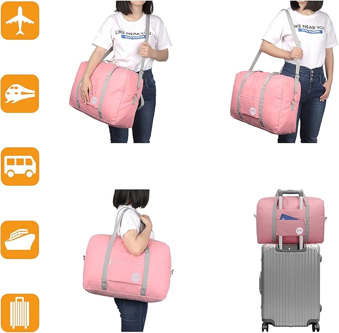 WANDF For Spirit Airlines Personal Item Bag 18x14x8 Travel Duffel Bag Underseat Foldable Carry-on Luggage for Women