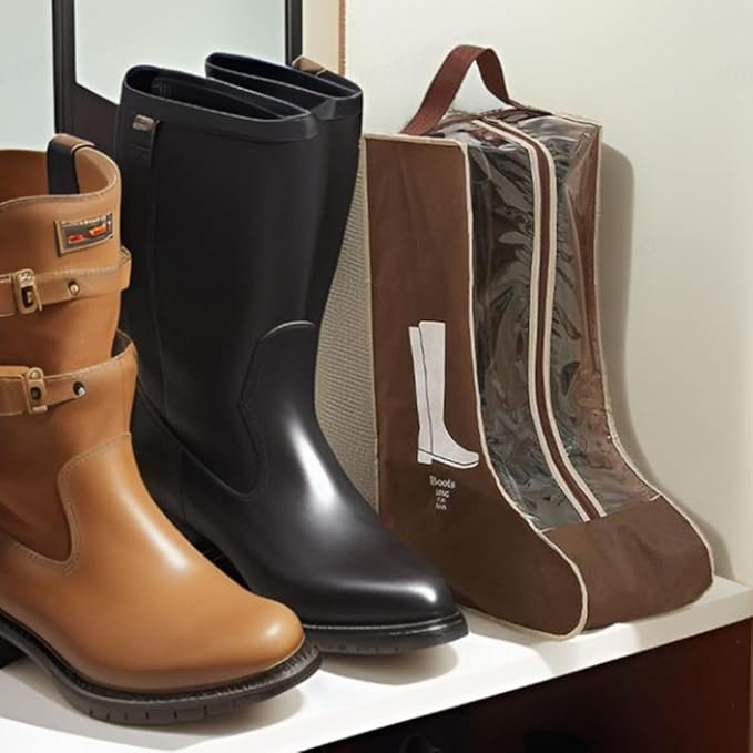 Portable 2 Pack Boots Storage, Tall Boots Storage/Protector Bag,Brown Portable waterproof storage bags are used for travel storage, under the bed, wardrobe, shoe cabinet and other home storage