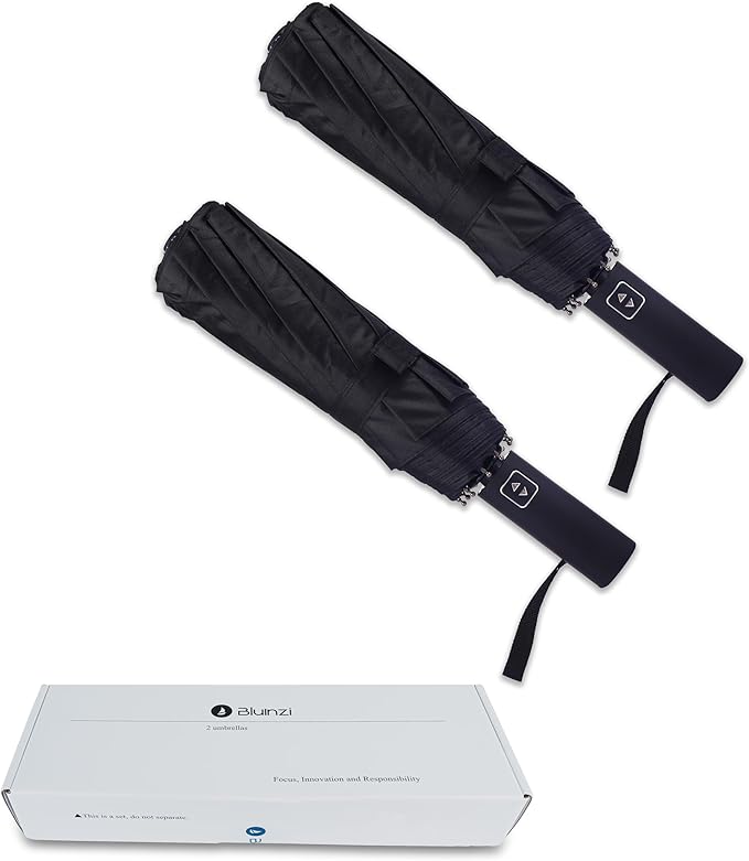 Bluinzi 46 Inch Compact Umbrellas for Rain - Travel Small Umbrella - Automatic Folding Umbrella - Windproof Portable Umbrella, Double 10-rib