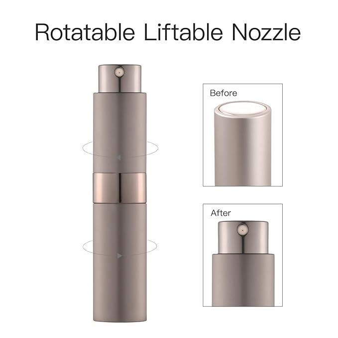 LISAPACK 8ML Atomizer Perfume Spray Bottle for Travel, Empty Refillable Cologne Dispenser, Portable Sprayer (Brown)