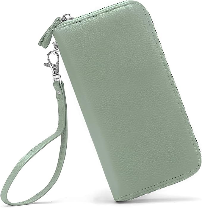 Moflycom Womens Wallet RFID Blocking Genuine Leather Zip Around Wallet Clutch Wristlet Travel Long Purse for Women