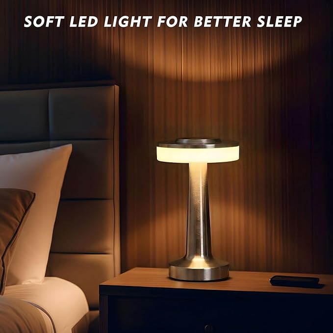 Riakrum 8 Pcs Sliver LED Portable Cordless Table Lamp Bulk with Touch Sensor 3 Color Stepless Dimming Rechargeable Battery up to 15 Hours Cordless Table Light Wireless Lamp Wedding Home