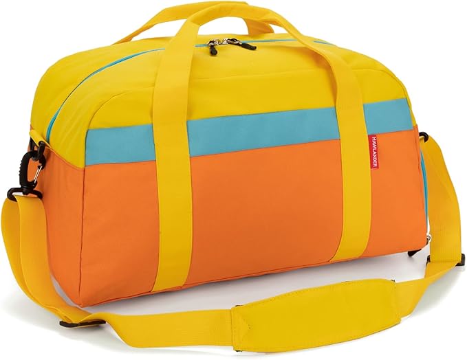 HawLander Kids Duffle Bag for Boys or Girls, Fit Sports Practice, or Overnight Travel Weekend (Orange)