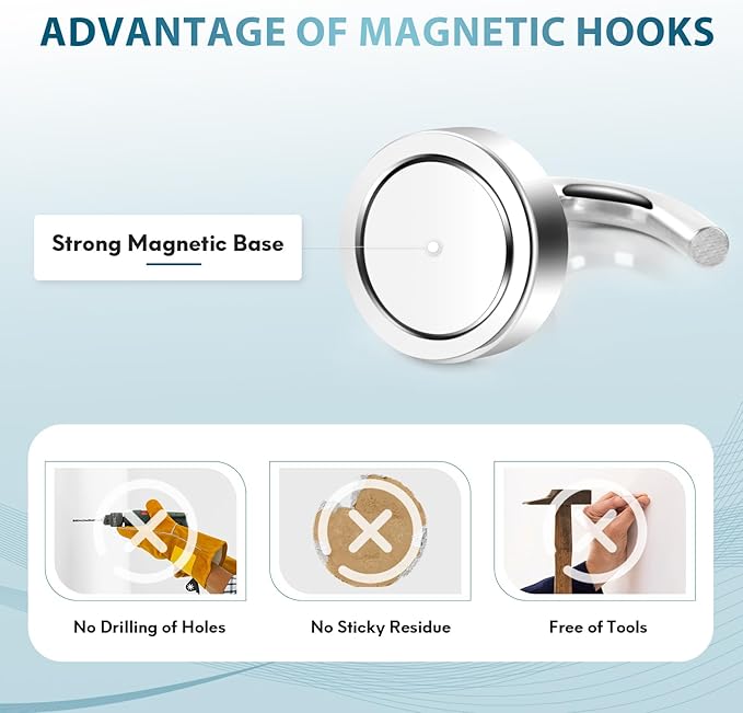 Neosmuk Magnetic Hooks, Cruise Ship Essentials, 30lb+ Heavy Duty Magnetic Hooks for Cruise Cabins, Refrigerator, Grill, Hanging, and Travel | Extra Strong Must-Haves Magnet Hook