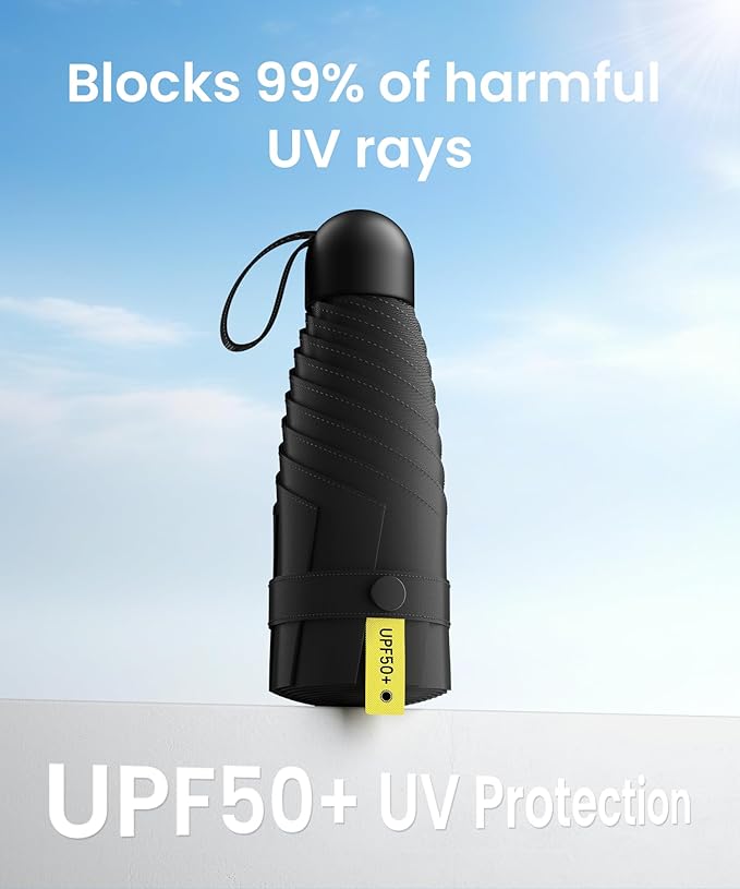 LMUGOOS 3 Pack Travel Mini Umbrella Small Compact, Portable Umbrella with UV Protection UPF 50+, Rainproof & Sunproof Folding Umbrella, Backpack & Pocket-Friendly