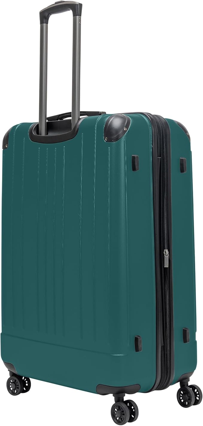 Flying Axis Collection Lightweight Hardside Expandable 8-Wheel Spinner Luggage, Midnight Turquoise, 28-Inch Checked