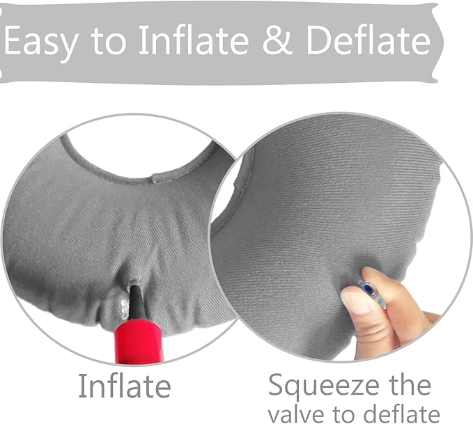2 Pack Donut Pillow, Donut Cushion Seat, Inflatable Ring Cushion with A Pump, Hemorrhoid Seat Pillow, Round Wheelchairs Seat Cushion for for Home, Car or Office (15" Blue & Gray)