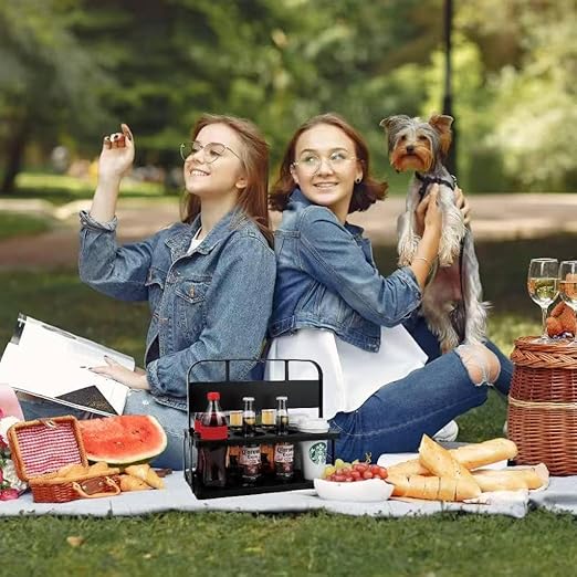 Bodaon 8 Cup Drink Carrier with Handle, Plastic Cup Carriers for Drinks, Drink Holder for Car, Take Out Delivery Drivers Accessories, Portable Foldable Reusable Mobile, Use for Food Delivery Bag,