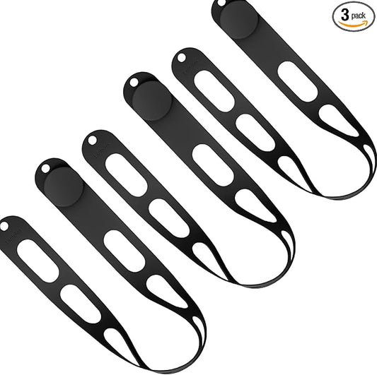3-Pack Reusable Silicone Latch Strap, Secures Slow Cooker Lid, Pot, Bento Box, 21in Durable Elastic Self-Lock Tie for Organizing&Bundling Cords, Curtain, Yoga Mat (Black&Black&Black)
