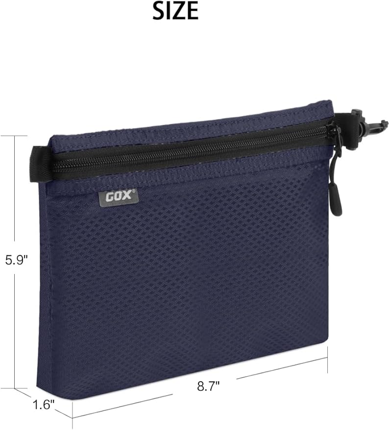 GOX Small Toiletry Bag for Men Bulk Cosmetic Bag Dopp Kit Carry On Zipper Pouch Organization Nylon Small Packing Sack Waterproof (Navy)