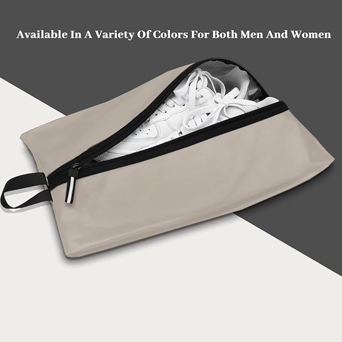 Smell Proof Shoe Bag for Travel Water-Resistant Lightweight Dustproof Golf Soccer Shoe Storage Organizer Pouch with Zipper for Gym Sports Travel Work Men and Women(Off White, 1-Pack)