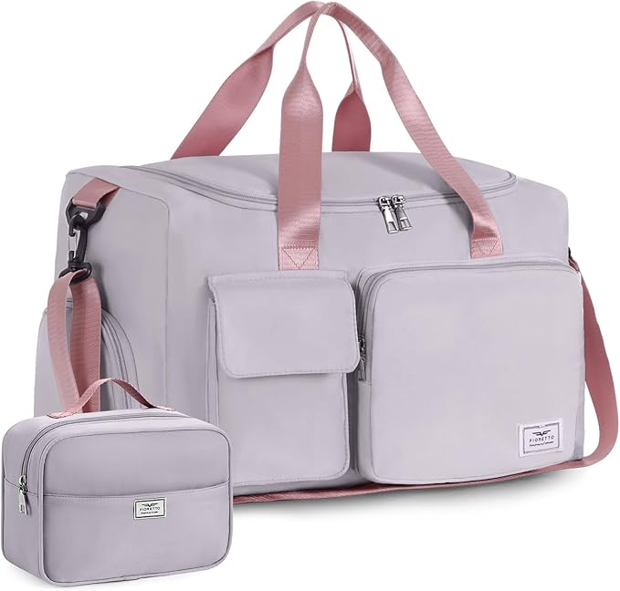 FIORETTO Women's Gym Duffle Bag with Shoes Compartment, 30L Capacity, Ideal for Travel, Gym, Sports, Duffel, Weekender