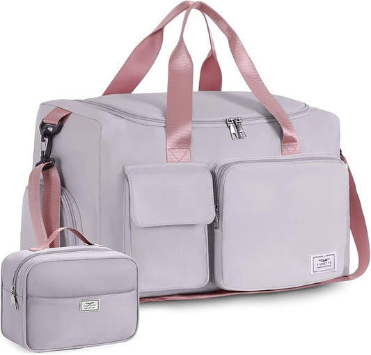 FIORETTO Women's Gym Duffle Bag with Shoes Compartment, 30L Capacity, Ideal for Travel, Gym, Sports, Duffel, Weekender