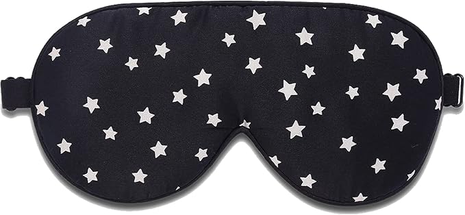ALASKA BEAR Natural Silk Sleep Mask, Super Smooth Eye Mask (Black Stars)