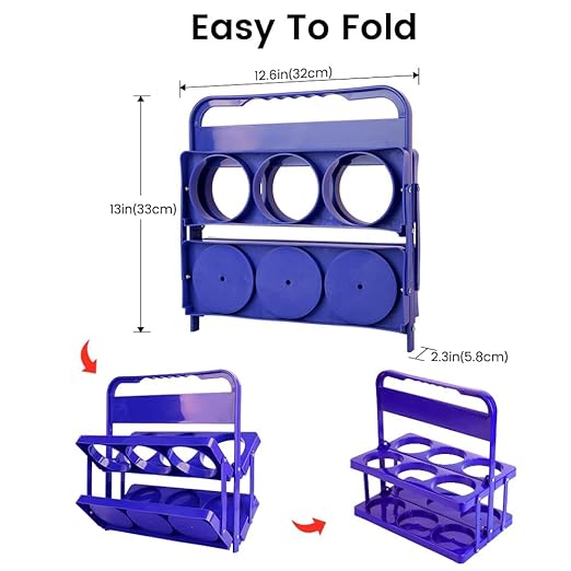 Bodaon 6 Cup Drink Carrier with Handle, Plastic Cup Carriers for Drinks, Drink Holder for Car, Food Delivery Drivers Accessories, Portable Foldable Reusable Mobile, Use for Food Delivery Bag, Purple