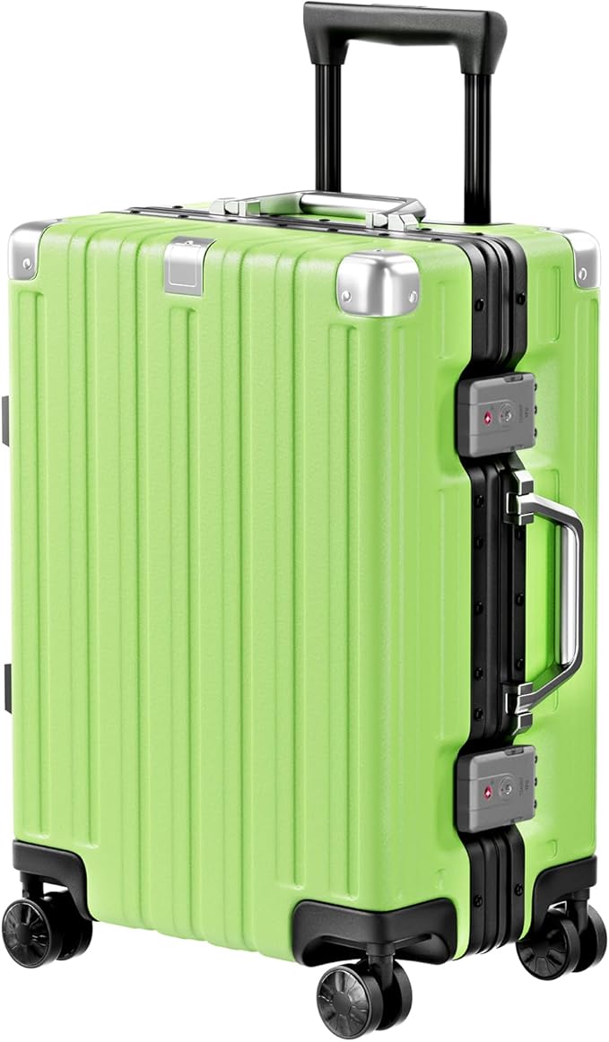 Krute Carry On Luggage 20 inch Aluminum Frame Luggage with Spinner Wheels Hardshell No Zipper PC+ABS TSA Lock Zipperless Suitcases
