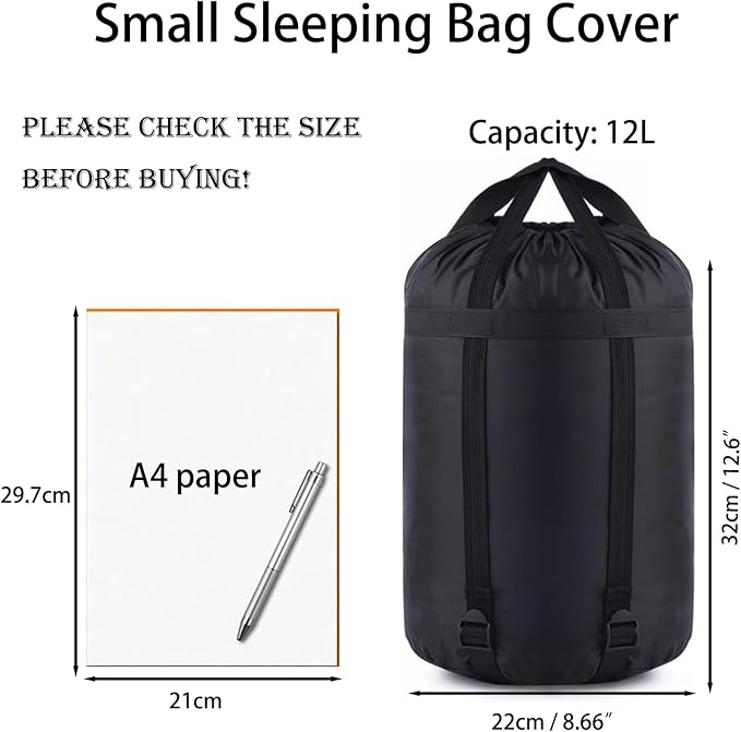 MOOCY Compression Stuff Sack, 12L/24L/45L Sleeping Bag Cover Sack Sleeping Bags Storage Stuff Sack Organizer - Great Sleeping Bags Clothes Camping Hiking Backpacking
