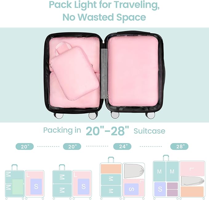 Cambond Compression Packing Cubes for Travel - Lightweight Expandable Travel Bags Luggage Organizers Travel Essentials Compression Cubes for Travel Space Saver for Carry on Suitcases Organizer