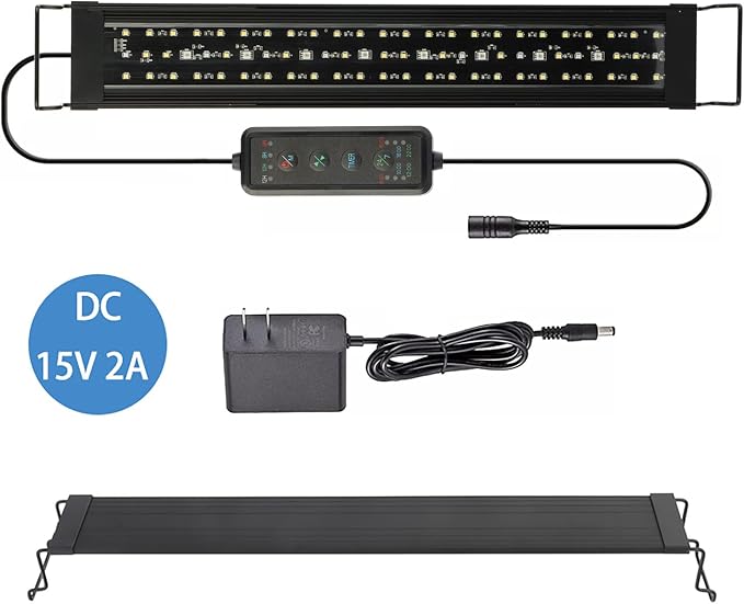 20 Inch Aquarium LED Light with Timer, 24/7 Cycle, 5 Dimmable Brightness, Sunrise/Sunset Simulation for 10/20/30/55 Gallon Fish Tank